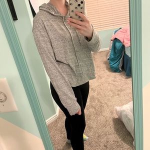 Cropped long sleeved grey hoodie